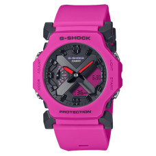 Casio G-Shock GA-2300-4AER Ανδρικό Αναλογικό-Ψηφιακό Ρολόι Ρητίνης Ροζ με Μαύρο Καντράν, Χρονόμετρο και Αντοχή στο Νερό 200m